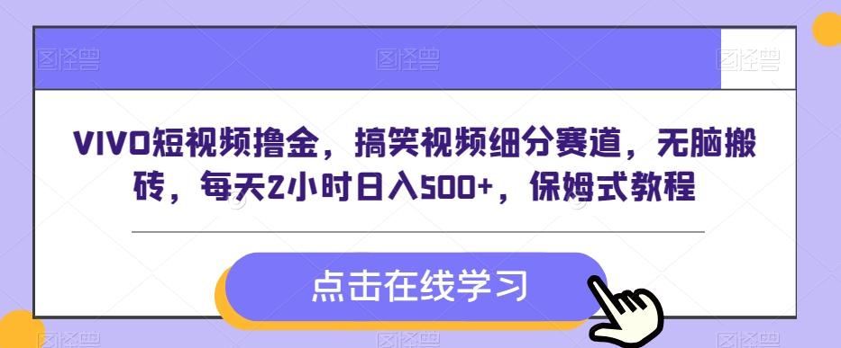 VIVO短视频撸金，搞笑视频细分赛道，无脑搬砖，每天2小时日入500+，保姆式教程