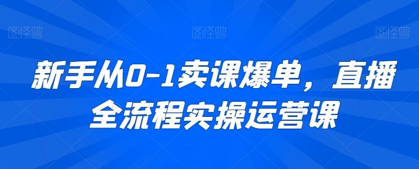 新手从0-1卖课爆单，直播全流程实操运营课