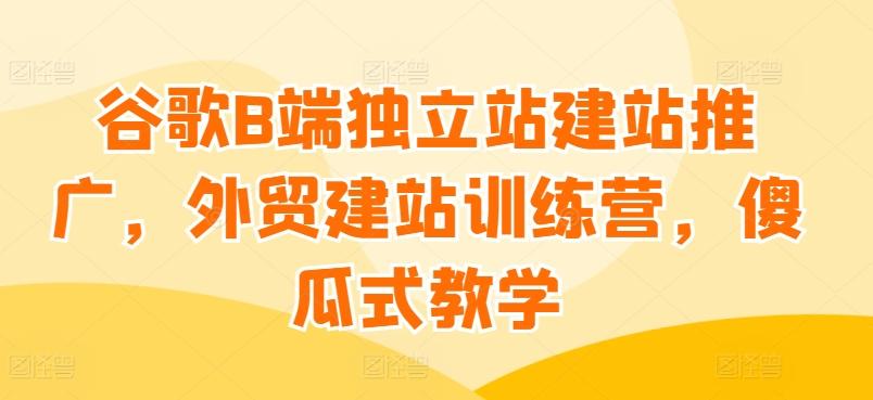 谷歌B端独立站建站推广，外贸建站训练营，傻瓜式教学